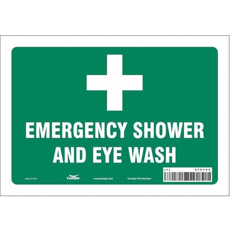 Emergency Shower And Eye Wash, 10 in W x 7 in H, Vertical Rectangle, Vinyl, 470Y24 MPN:470Y24