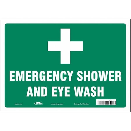Emergency Shower And Eye Wash, 14 in W x 10 in H, Horizontal Rectangle, Vinyl, 470Y25 MPN:470Y25