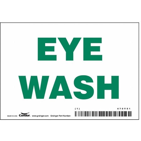 Eye Wash, 5 in W x 3 1/2 in H, Horizontal Rectangle, Vinyl, 470Y51 MPN:470Y51