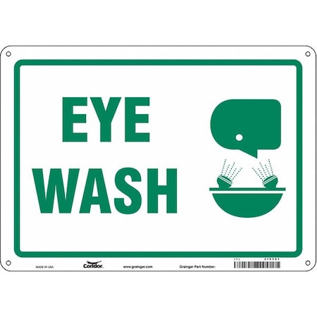 Eye Wash, 14 in W x 10 in H, Horizontal Rectangle, Aluminum, 470Y61 MPN:470Y61