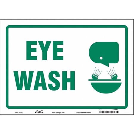 Eye Wash, 14 in W x 10 in H, Horizontal Rectangle, Vinyl, 470Y67 MPN:470Y67