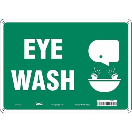 Eye Wash, 14 in W x 10 in H, Horizontal Rectangle, Aluminum, 470Y69 MPN:470Y69