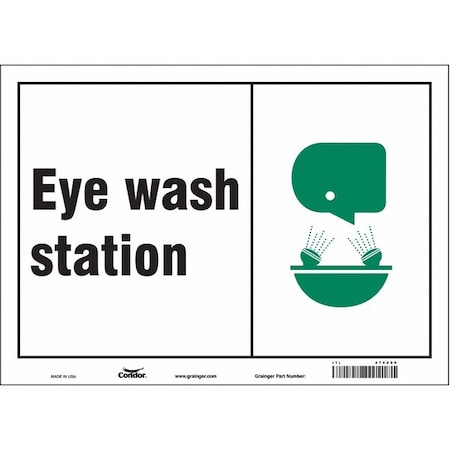 Eye Wash Station, 14 in W x 10 in H, Horizontal Rectangle, Vinyl, 470Z09 MPN:470Z09