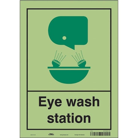 Eye Wash Station, 10 in W x 14 in H, Vertical Rectangle, Glow Vinyl, 470Z14 MPN:470Z14
