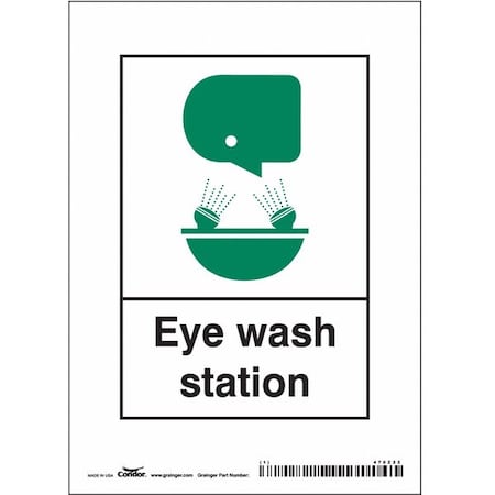 Eye Wash Station, 5 in W x 7 in H, Vertical Rectangle, Vinyl, 470Z22 MPN:470Z22