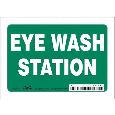 Eye Wash Station, 7 in W x 5 in H, Horizontal Rectangle, Vinyl, 470Z31 MPN:470Z31