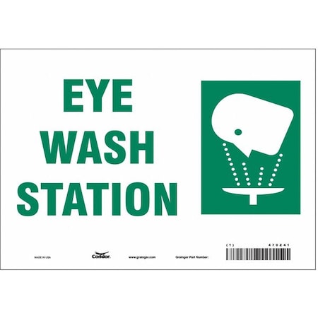 Eye Wash Station, 10 in W x 7 in H, Vertical Rectangle, Vinyl, 470Z41 MPN:470Z41