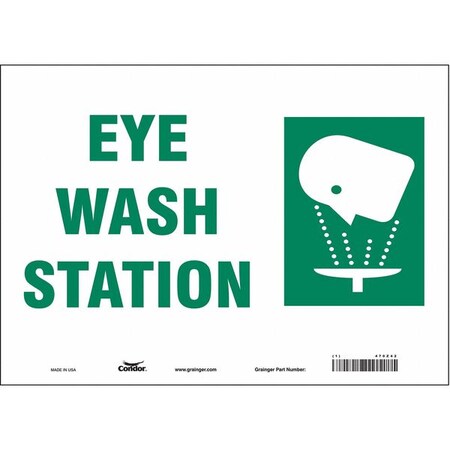 Eye Wash Station, 14 in W x 10 in H, Horizontal Rectangle, Vinyl, 470Z42 MPN:470Z42