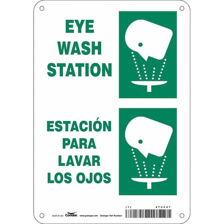 Eye Wash Station/Estacion Para Lavar Los Ojos, 7 in x 10 in, Horizontal Rectangle, Aluminum, 470Z47 MPN:470Z47