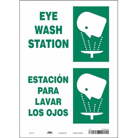 Eye Wash Station/Estacion Para Lavar Los Ojos, 10 in W x 14 in H, Vertical Rectangle, Vinyl, 470Z52 MPN:470Z52