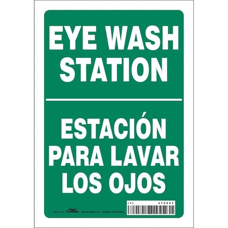 Eye Wash Station/Estacion Para Lavar Los Ojos, 7 in W x 10 in H, Horizontal Rectangle, Vinyl, 470Z57 MPN:470Z57
