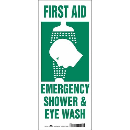 First Aid Emergency Shower & Eye Wash, Vinyl, 17 in x 7 in, Adhesive MPN:470Z79