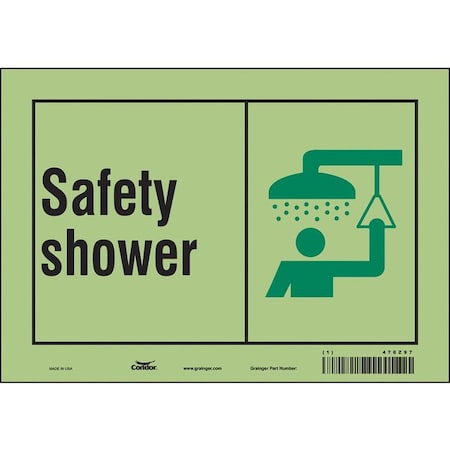 Safety Shower, 10 in W x 7 in H, Vertical Rectangle, Glow Vinyl, 470Z97 MPN:470Z97