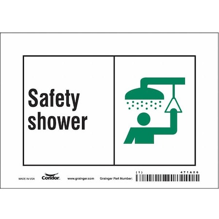 Safety Shower, 7 in W x 5 in H, Horizontal Rectangle, Vinyl, 471A06 MPN:471A06