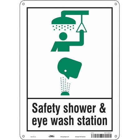 Safety Shower & Eye Wash Station, 10 in W x 14 in H, Vertical Rectangle, Aluminum, 471A23 MPN:471A23