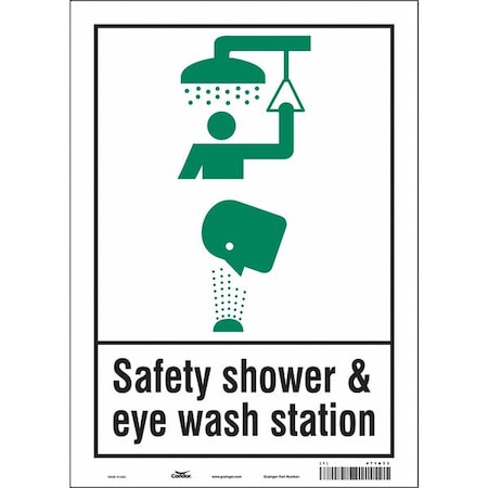 Safety Shower & Eye Wash Station, 10 in W x 14 in H, Vertical Rectangle, Vinyl, 471A33 MPN:471A33