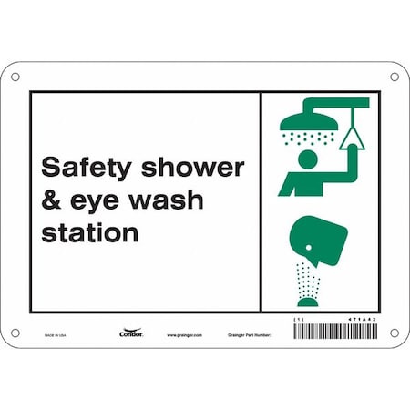 Safety Shower & Eye Wash Station, 10 in W x 7 in H, Vertical Rectangle, Polyethylene, 471A42 MPN:471A42