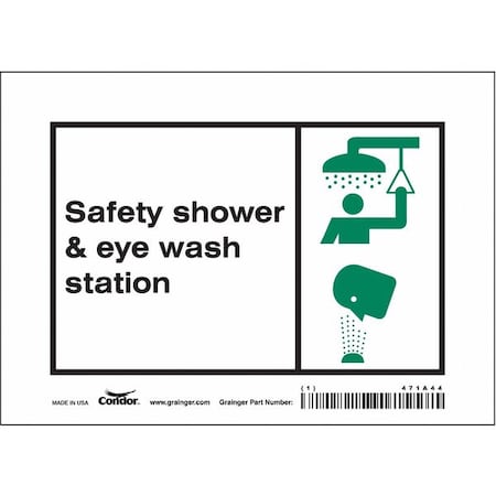Safety Shower & Eye Wash Station, 7 in W x 5 in H, Horizontal Rectangle, Vinyl, 471A44 MPN:471A44