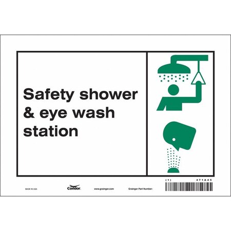 Safety Shower & Eye Wash Station, 10 in W x 7 in H, Vertical Rectangle, Vinyl, 471A45 MPN:471A45