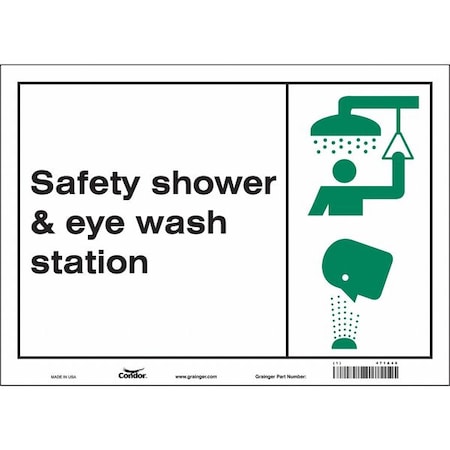 Safety Shower & Eye Wash Station, 14 in W x 10 in H, Horizontal Rectangle, Vinyl, 471A46 MPN:471A46