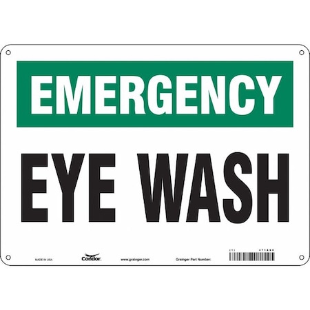 Emergency, Eye Wash, 14 in W x 10 in H, Horizontal Rectangle, Aluminum, 471A90 MPN:471A90