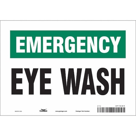 Emergency, Eye Wash, 10 in W x 7 in H, Vertical Rectangle, Vinyl, 471A95 MPN:471A95