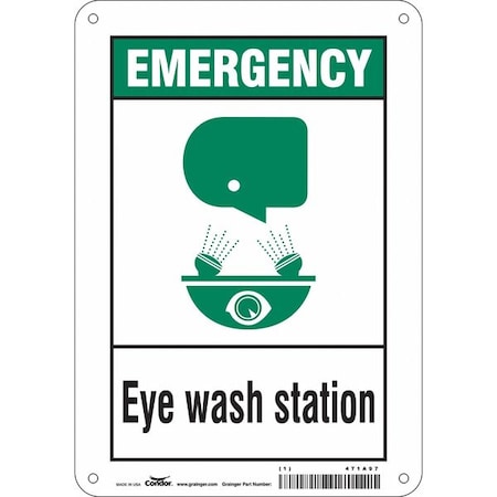 Emergency, Eye Wash Station, 7 in W x 10 in H, Horizontal Rectangle, Aluminum, 471A97 MPN:471A97