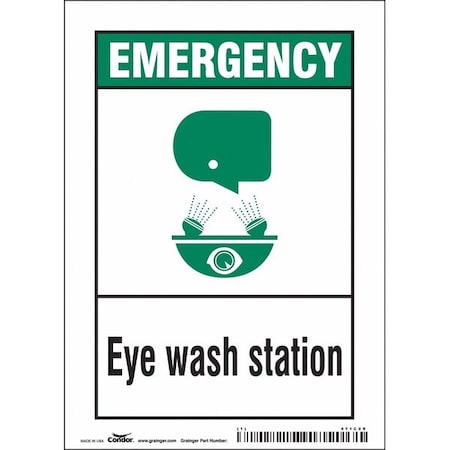 Emergency, Eye Wash Station, 5 in W x 7 in H, Vertical Rectangle, Vinyl, 471C09 MPN:471C09