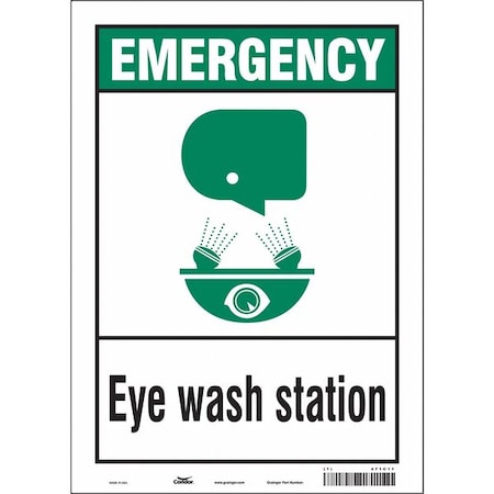 Emergency, Eye Wash Station, 10 in W x 14 in H, Vertical Rectangle, Vinyl, 471C11 MPN:471C11