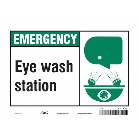 Emergency, Eye Wash Station, 10 in W x 7 in H, Vertical Rectangle, Vinyl, 471C28 MPN:471C28