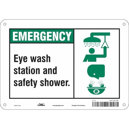 Emergency, Eye Wash Station & Safety Shower, 10 in W x 7 in H, Vertical Rectangle, Aluminum, 471C30 MPN:471C30