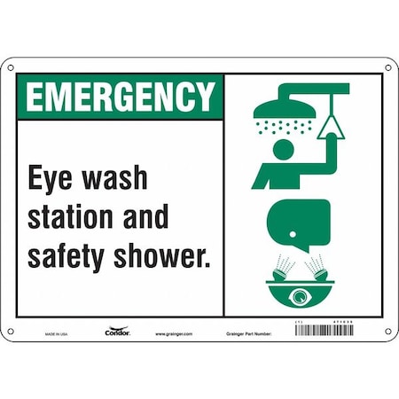 Emergency, Eye Wash Station & Safety Shower, 14 in W x 10 in H, Rectangle, Polyethylene, 471C35 MPN:471C35