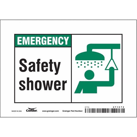Emergency, Safety Shower, 7 in W x 5 in H, Horizontal Rectangle, Vinyl, 471C72 MPN:471C72