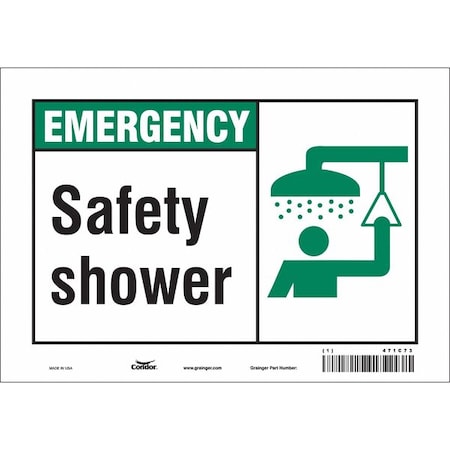 Emergency, Safety Shower, 10 in W x 7 in H, Vertical Rectangle, Vinyl, 471C73 MPN:471C73