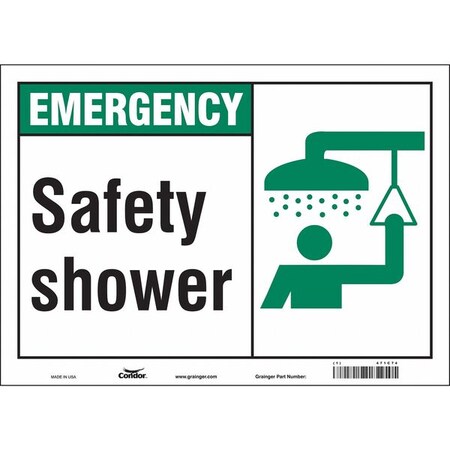 Emergency, Safety Shower, 14 in W x 10 in H, Horizontal Rectangle, Vinyl, 471C74 MPN:471C74