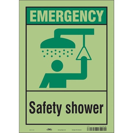 Emergency, Safety Shower, 10 in W x 14 in H, Vertical Rectangle, Glow Vinyl, 471C78 MPN:471C78
