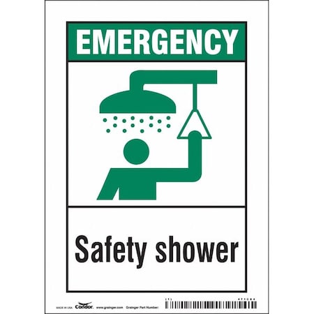 Emergency, Safety Shower, 5 in W x 7 in H, Vertical Rectangle, Vinyl, 471C84 MPN:471C84
