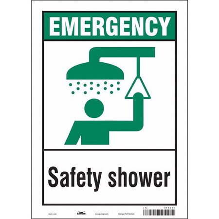 Emergency, Safety Shower, 10 in W x 14 in H, Vertical Rectangle, Vinyl, 471C86 MPN:471C86