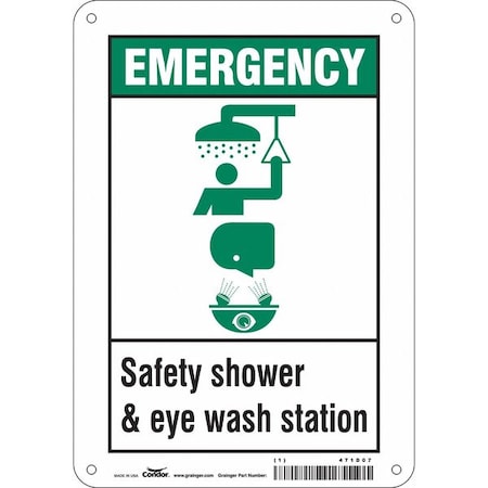 Emergency, Safety Shower & Eye Wash Station, 7 in x 10 in, Horizontal Rectangle, Aluminum, 471D07 MPN:471D07