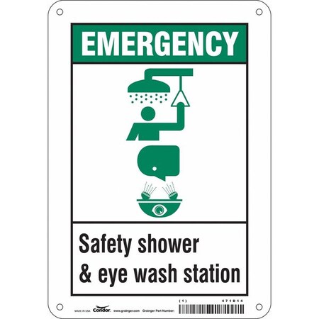Emergency, Safety Shower & Eye Wash Station, 7 in W x 10 in H, Rectangle, Polyethylene, 471D14 MPN:471D14