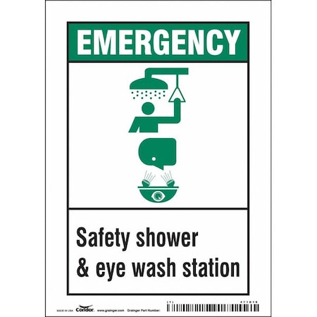 Emergency, Safety Shower & Eye Wash Station, 5 in W x 7 in H, Vertical Rectangle, Vinyl, 471D16 MPN:471D16