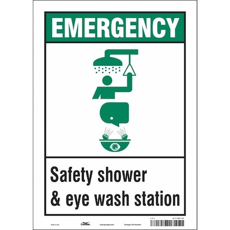 Emergency, Safety Shower & Eye Wash Station, 10 in W x 14 in H, Vertical Rectangle, Vinyl, 471D18 MPN:471D18