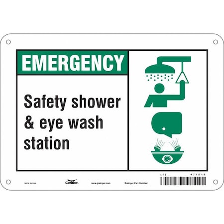 Emergency, Safety Shower & Eye Wash Station, 10 in W x 7 in H, Vertical Rectangle, Aluminum, 471D19 MPN:471D19