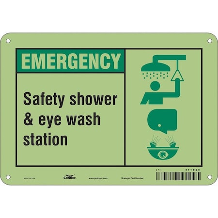 Emergency, Safety Shower & Eye Wash Station, 10 in W x 7 in H, Vertical Rectangle, Aluminum, 471D28 MPN:471D28