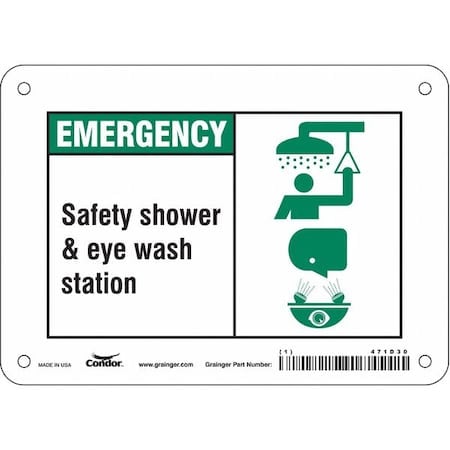 Emergency, Safety Shower & Eye Wash Station, 7 in x 5 in, Horizontal Rectangle, Polyethylene, 471D30 MPN:471D30