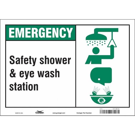 Emergency, Safety Shower & Eye Wash Station, 14 in W x 10 in H, Horizontal Rectangle, Vinyl, 471D35 MPN:471D35
