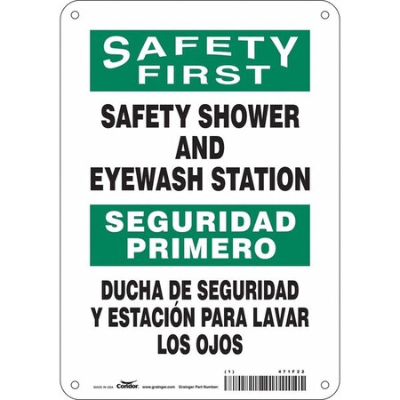 Safety Sign, 10 in H, 7 in W, Polyethylene, English, Spanish, 471F22 MPN:471F22