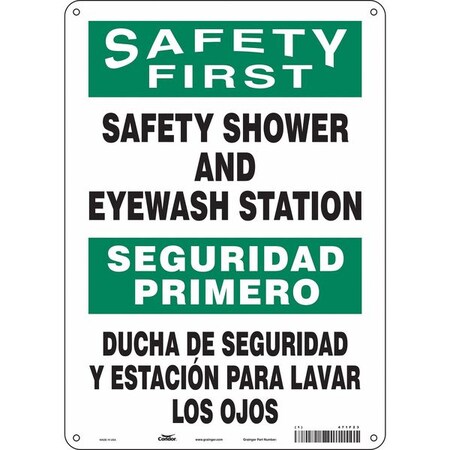 Safety Sign, 14 in Height, 10 in Width, Polyethylene, Vertical Rectangle, English, Spanish, 471F23 MPN:471F23