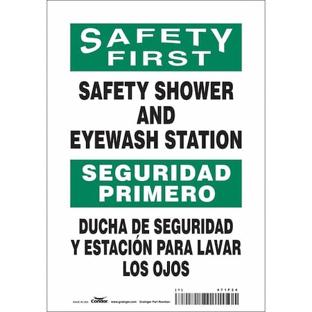 Safety Sign, 10 in Height, 7 in Width, Vinyl, Horizontal Rectangle, English, Spanish, 471F24 MPN:471F24