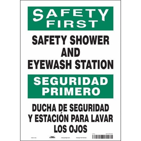 Safety Sign, 14 in Height, 10 in Width, Vinyl, Vertical Rectangle, English, Spanish, 471F25 MPN:471F25
